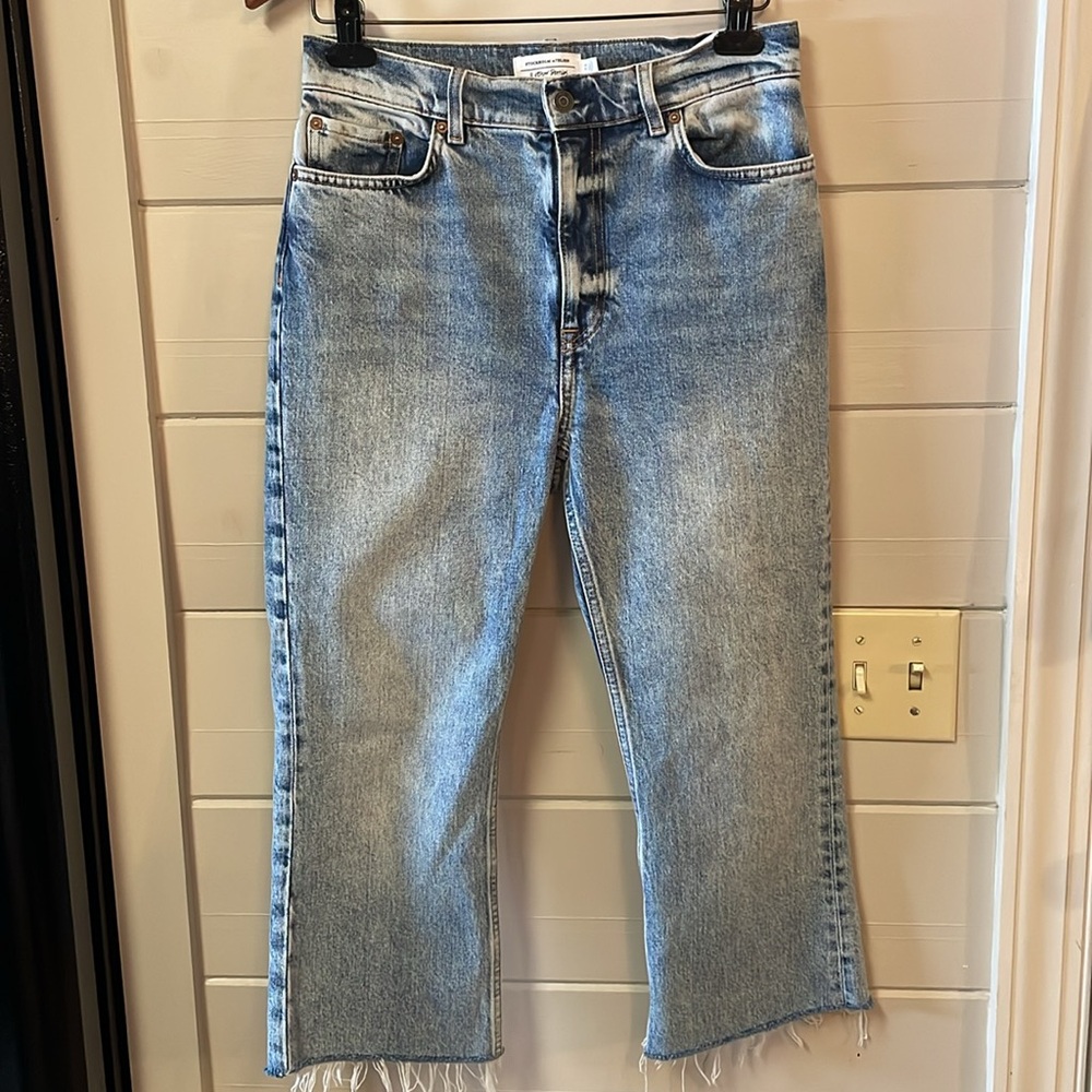 & Other Stories High Rise Cropped Raw Hem Denim Jeans Size 29.